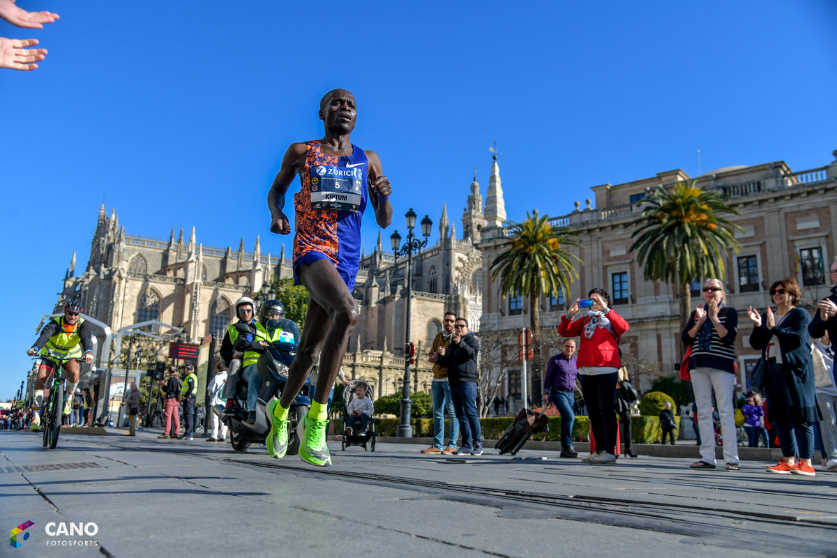 Seville Marathon passing the historical city center
