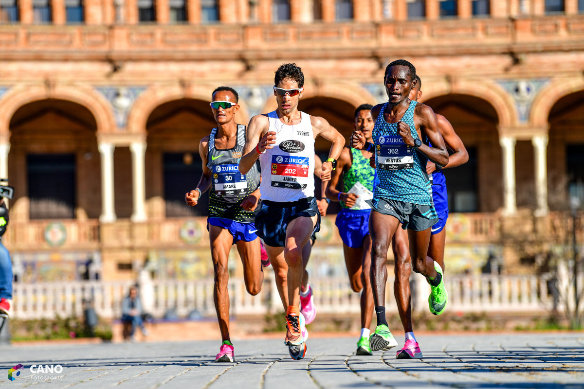 Seville Marathon passing Plaza de España